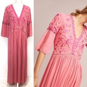 Anthropologie Bl^nk Embroidered Dress Sz L NWT